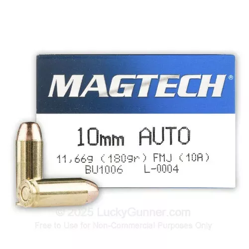 10mm Auto – 180 Grain FMJ – Magtech – 50 Rounds