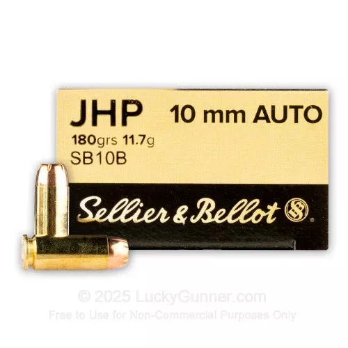 10mm Auto – 180 Grain JHP – Sellier & Bellot – 1000 Rounds