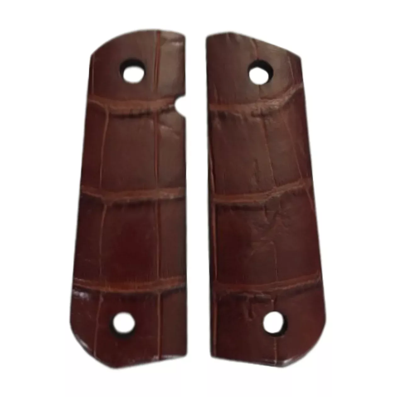 1911 Full size grips - Alligator Tail - Round Bottom - (Brown)