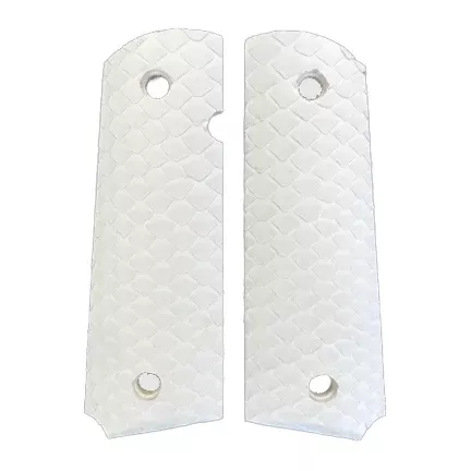 1911 Full size grips - Genuine Python Snake Skin - Beveled Bottom - (White)