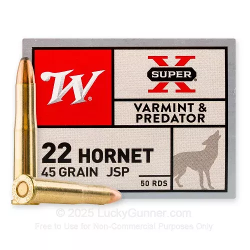 22 Hornet – 45 Grain SP – Winchester Super-X – 50 Rounds