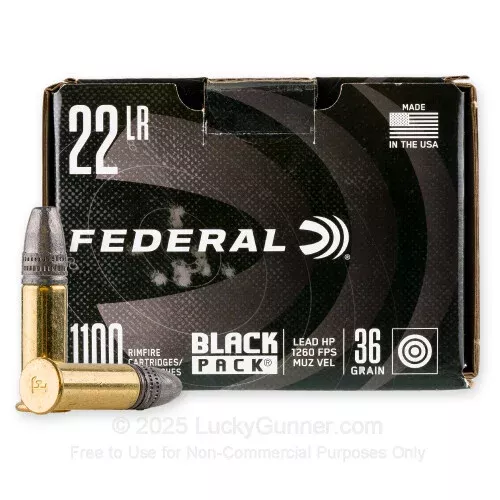 22 LR – 36 Grain LHP – Federal Black Pack – 1100 Rounds