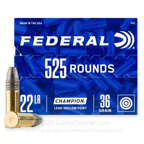 22 LR – 36 Grain LHP – Federal Champion – 525 Rounds
