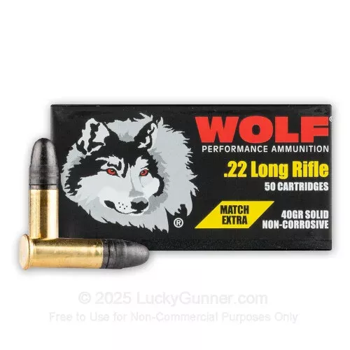 22 LR – 40 Grain RN – Wolf Match Extra – 500 Rounds