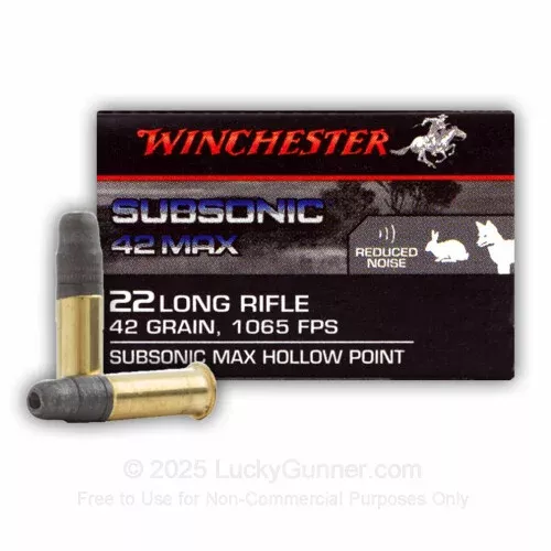 22 LR – 42 Grain Subsonic LHP – Winchester Subsonic 42 MAX – 500 Rounds