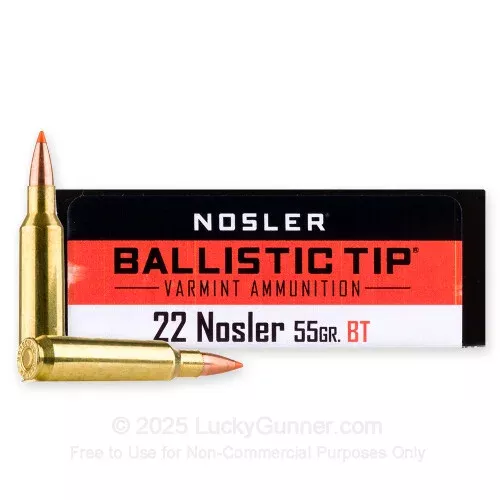 22 Nosler – 55 Grain Ballistic Tip – Nosler – 20 Rounds