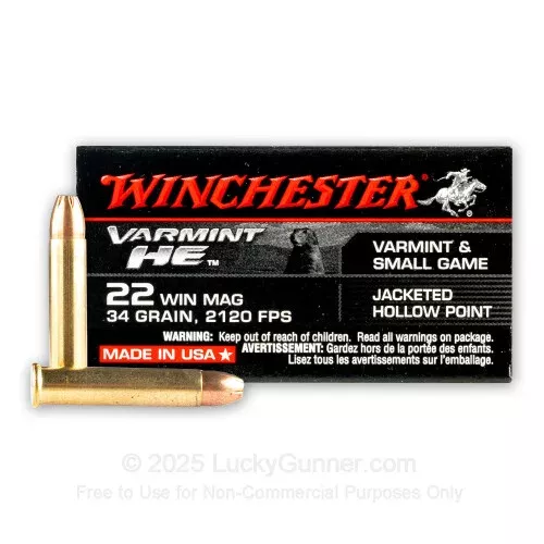 22 WMR – 34 Grain JHP – Winchester Supreme – 50 Rounds