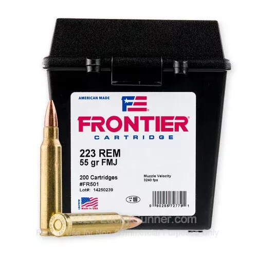 223 Rem – 55 Grain FMJ – Hornady Frontier – 200 Rounds