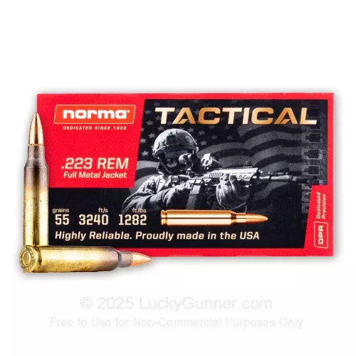 223 Rem – 55 Grain FMJ – Norma – 500 Rounds