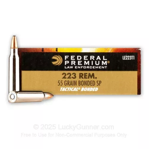 223 Rem – 55 Grain SP – Federal LE Tactical Bonded – 200 Rounds