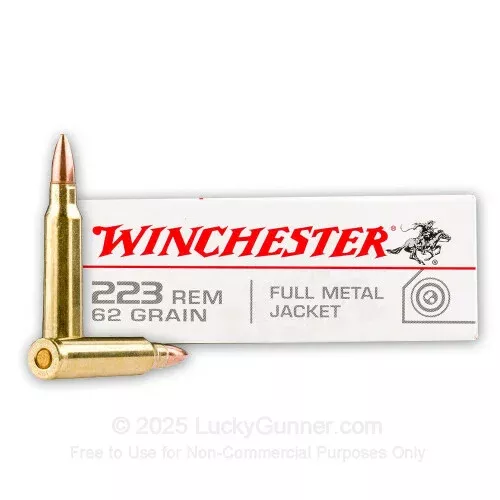 223 Rem – 62 Grain FMJ – Winchester USA – 1000 Rounds