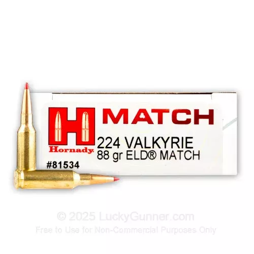 224 Valkyrie – 88 Grain ELD Match – Hornady – 200 Rounds