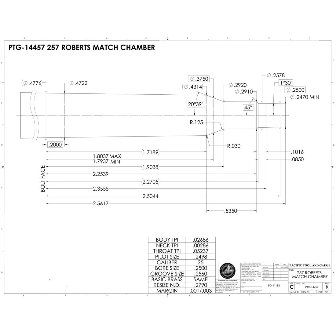 257 Roberts Match Finish Chamber Reamer