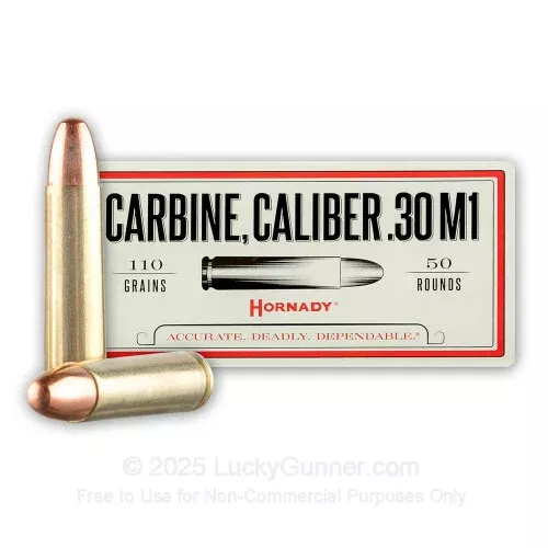 30 Carbine – 110 Grain FMJ – Hornady – 50 Rounds