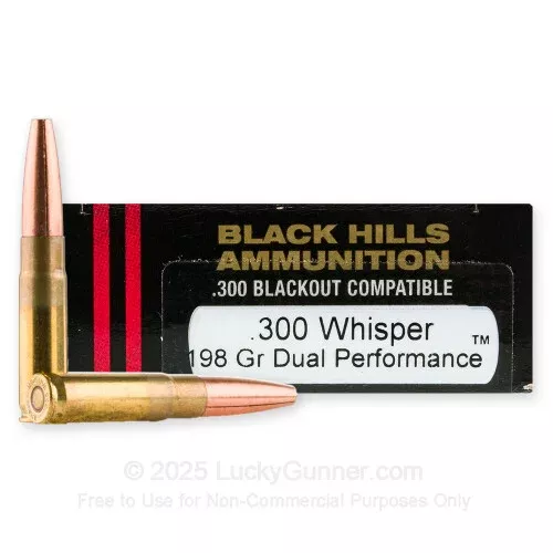 300 AAC Blackout – 198 Grain Dual Performance – Black Hills Subsonic – 20 Rounds