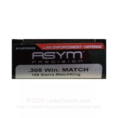 308 – 168 Grain HPBT – ASYM Sierra MatchKing – 20 Rounds