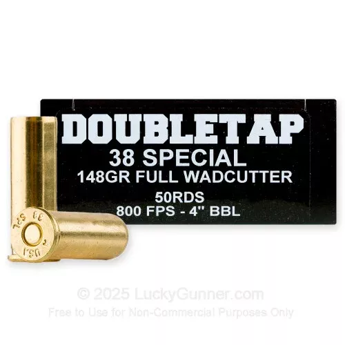 38 Special – 148 Grain Hard Cast Wadcutter – Doubletap – 50 Rounds