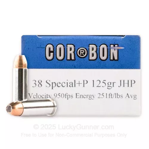 38 Special – +P 125 Grain JHP – Corbon – 20 Rounds