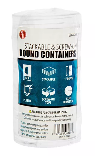 4-Piece Stackable Round Plastic Storage Containers with Screw-On Lids