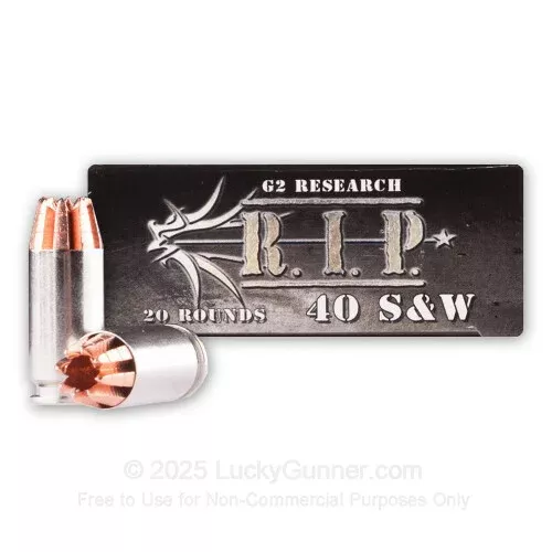 40 S&W – 115 Grain SCHP– G2 Research RIP – 20 Rounds