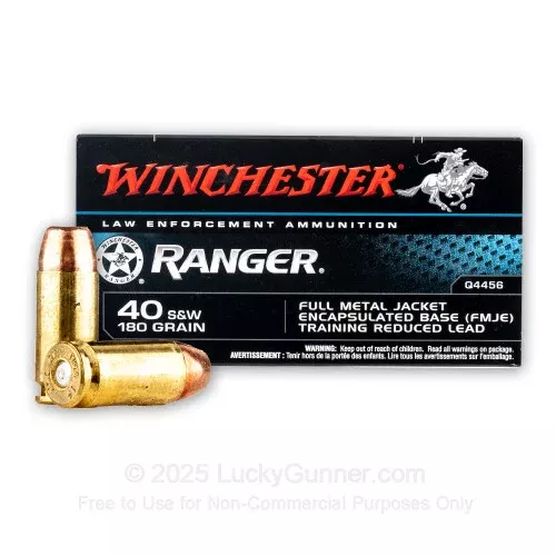 40 S&W – 180 Grain FMJE – Winchester Ranger – 50 Rounds