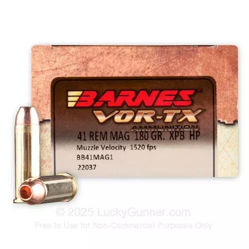 41 Remington Mag – 180 Grain XPB HP – Barnes VOR-TX – 20 Rounds