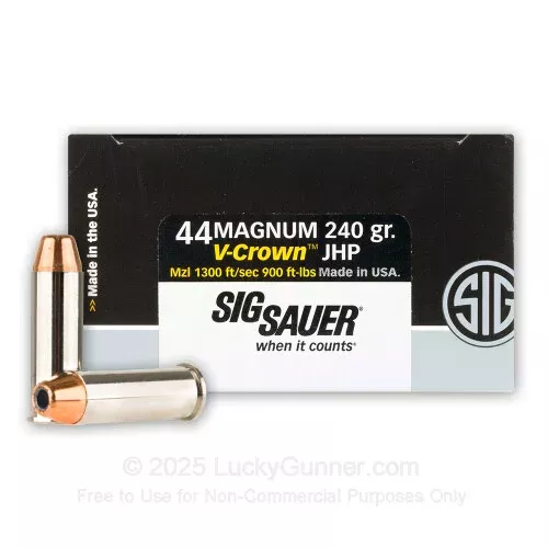 44 Mag – 240 Grain JHP – SIG Sauer V-Crown – 20 Rounds