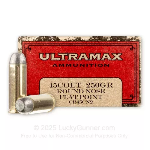 45 Long Colt – 250 Grain Round Nose Flat Point – Ultramax – 50 Rounds