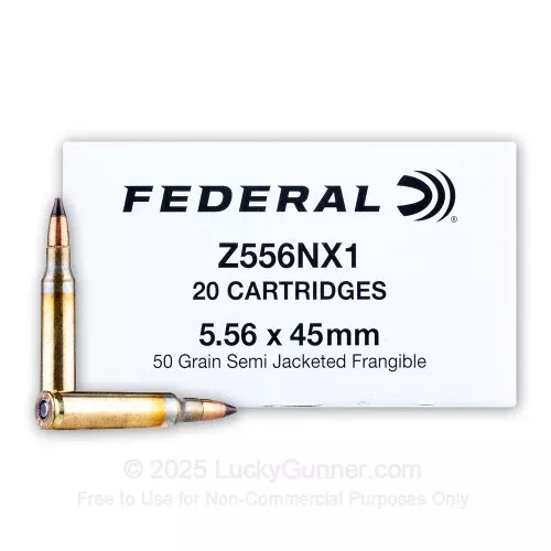 5.56×45 – 50 Grain Semi-Jacketed Frangible – Federal – 20 Rounds