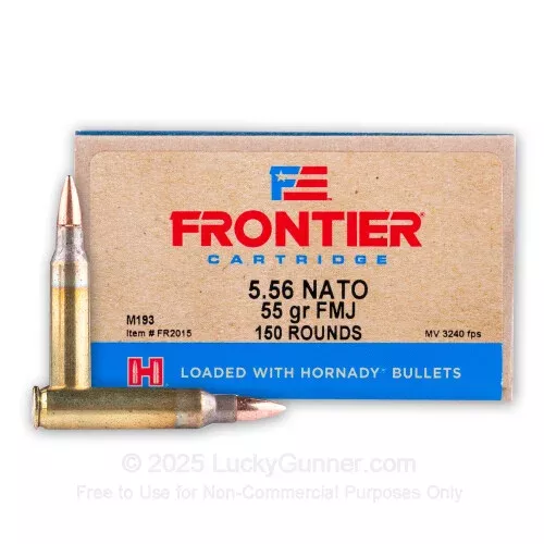 5.56×45 – 55 Grain FMJ M193 – Hornady Frontier – 150 Rounds