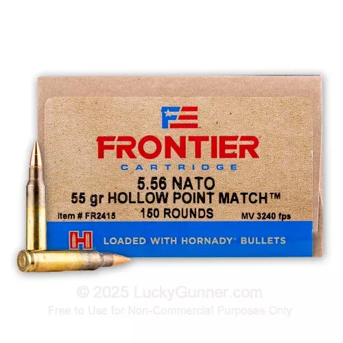 5.56×45 – 55 Grain HP Match – Hornady Frontier – 150 Rounds