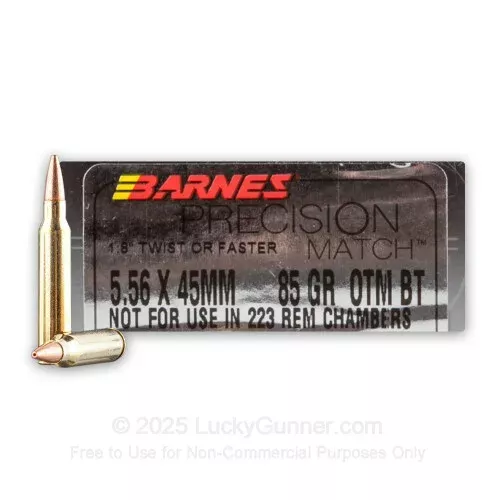 5.56×45 – 85 Grain OTM BT – Barnes Precision Match – 20 Rounds