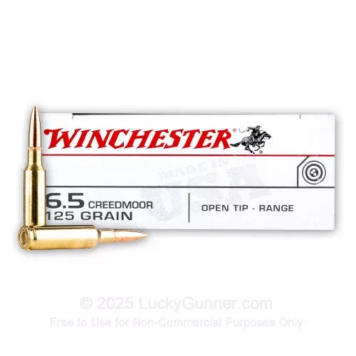 6.5 Creedmoor – 125 Grain Open Tip Range – Winchester USA – 200 Rounds