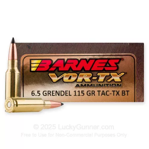 6.5 Grendel – 115 Grain TAC-TX BT – Barnes VOR-TX – 20 Rounds