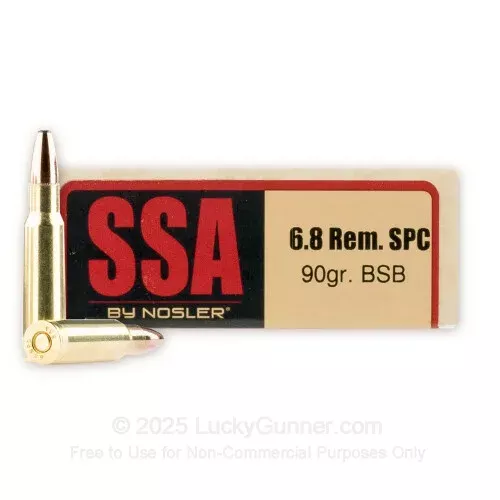 6.8 Remington SPC – 90gr PPT Bonded – Silver State Armory – 20 Rounds