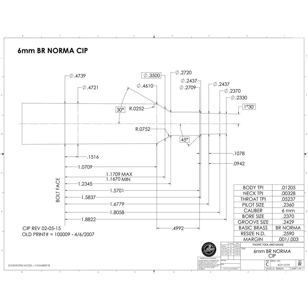 6 mm BR Norma CIP Chamber Reamer