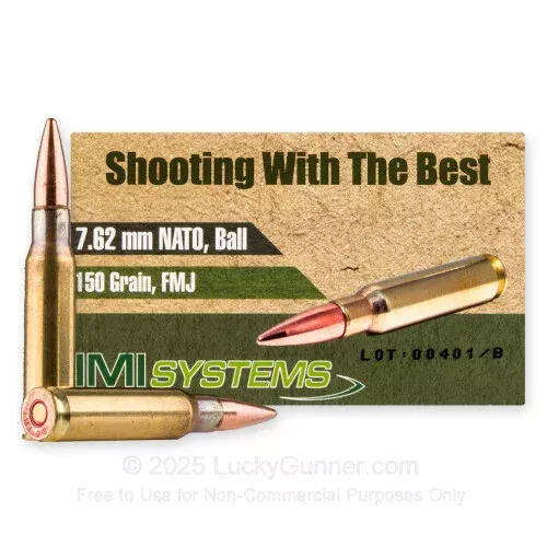 7.62x51mm – 150 Grain FMJ – IMI – 50 Rounds