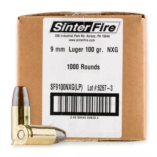 9mm – 100 Grain Lead-Free FMJ – SinterFire Next Generation Lead Free – 1000 Rounds