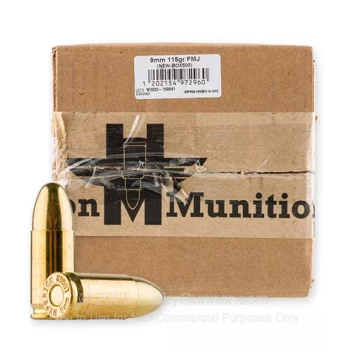 9mm – 115 Grain FMJ – Veteran Ammo – 500 Rounds