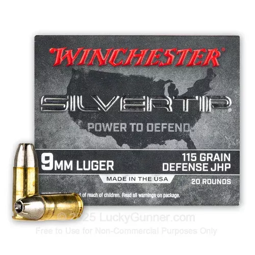 9mm – 115 Grain JHP – Winchester Silvertip – 20 Rounds