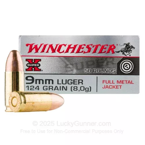 9mm – 124 Grain FMJ – Winchester Super-X – 500 Rounds