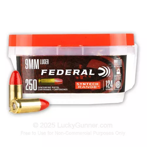 9mm – 124 Grain Total Synthetic Jacket – Federal Syntech Range – 250 Rounds