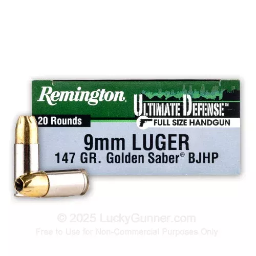 9mm – 147 Grain BJHP – Remington Ultimate Defense – 20 Rounds