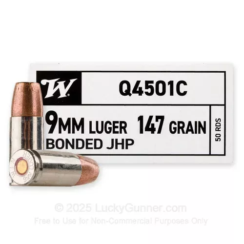 9mm – 147 Grain Bonded JHP – Winchester – 500 Rounds