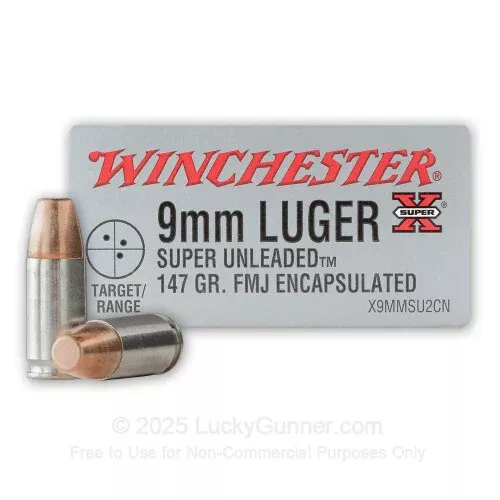 9mm – 147 Grain FMJ – Winchester Super-X – 50 Rounds