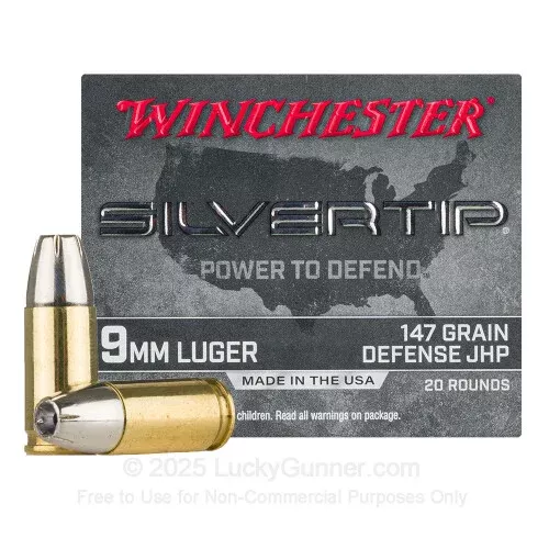 9mm – 147 Grain JHP – Winchester Silvertip – 200 Rounds