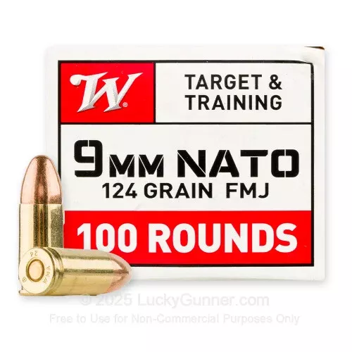 9mm NATO – 124 Grain FMJ – Winchester – 100 Rounds