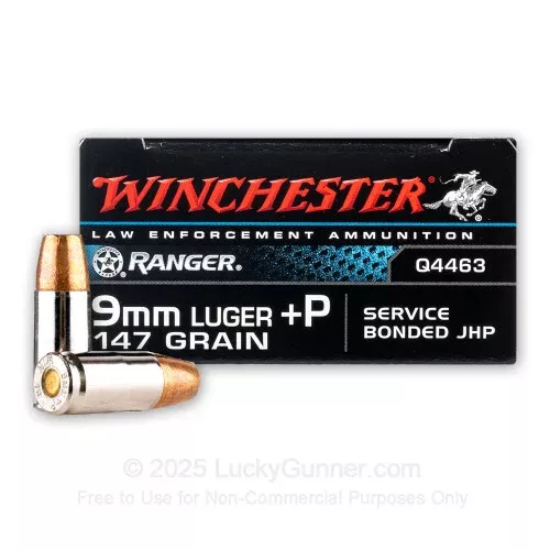 9mm – +P 147 Grain Bonded JHP – Winchester Ranger – 50 Rounds
