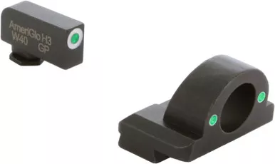 AmeriGlo Ghost Ring Style Night Sights, Green Tritium/White Outline Front