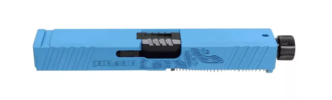 Assembled Sky Blue “Join or Die” Engraved G19 Standard One-Off Slide